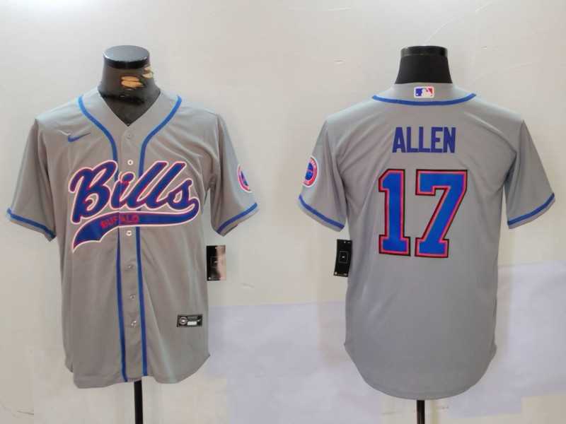 Mens Buffalo Bills #17 Josh Allen Grey Team Cool Base Stitched Baseball Jersey1